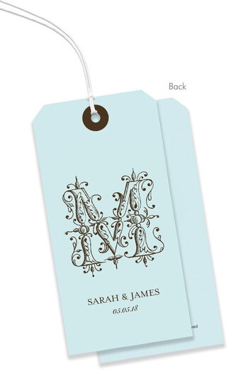Ornate Initial Robin's Egg Vertical Hanging Gift Tags